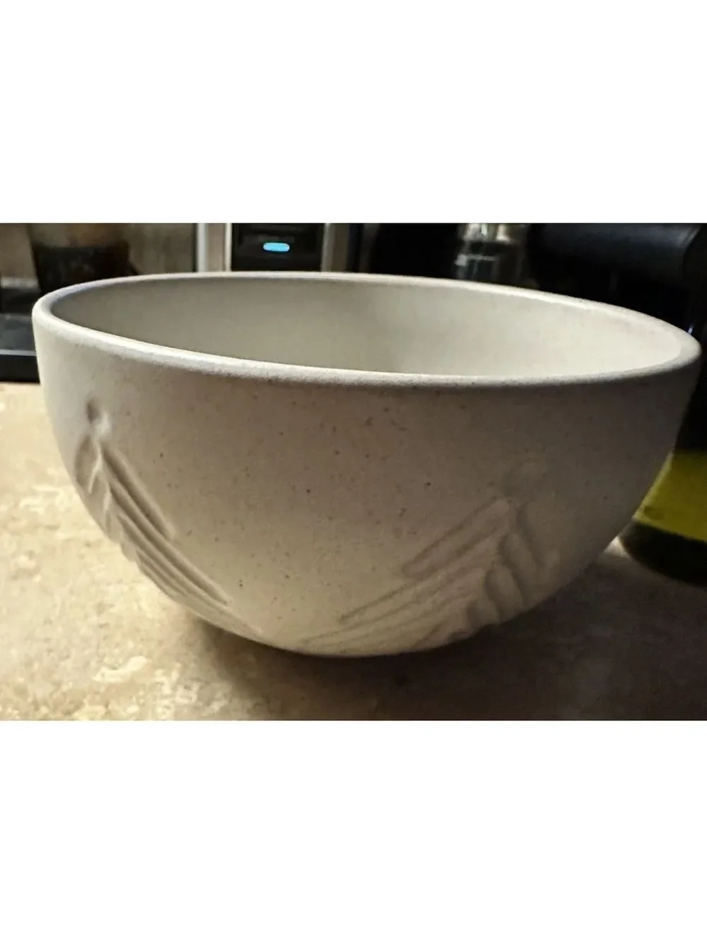 Crate & Barrel White Trees Stoneware Food Mixing Bowl Snowflakes Pine Trees
